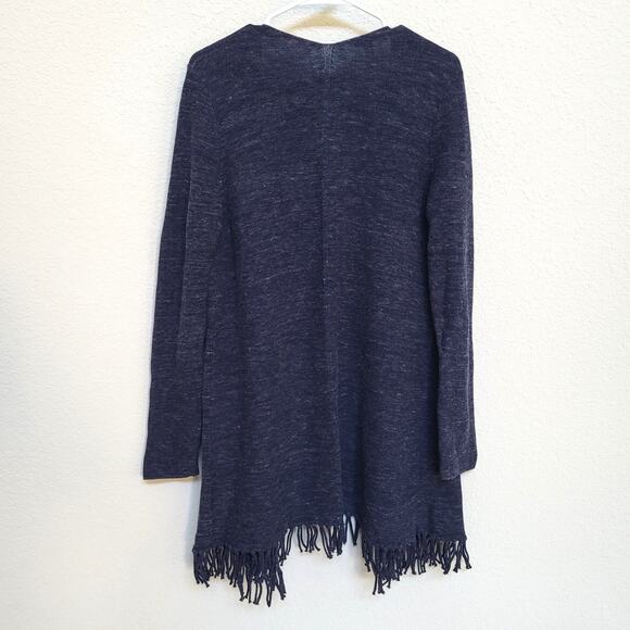 Talbots Cardigan Sweater Womens Medium Blue Open Front Fringe Casual Layering - Picture 3 of 11